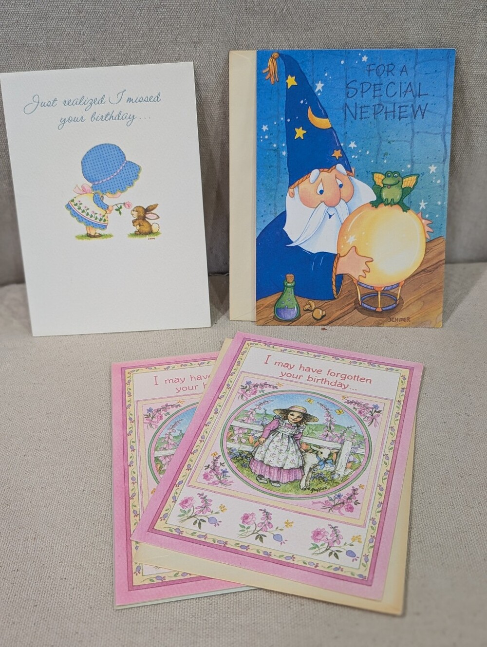 Vintage 1980s BUZZA birthday greeting cards bundle of 4 children's girl boy NEW